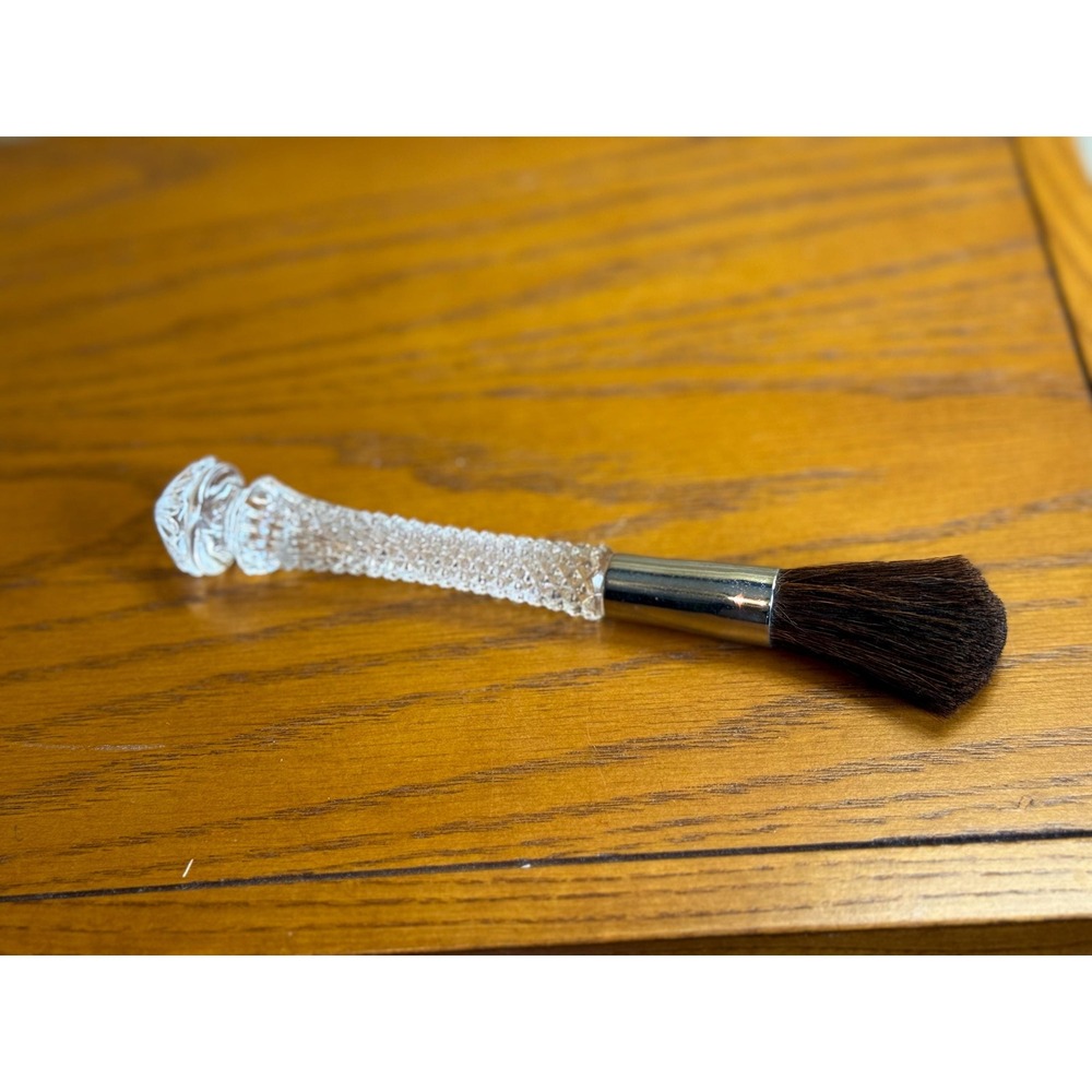 Vintage Cut Glass Vanity Powder Brush Crystal Handle Dressing Table